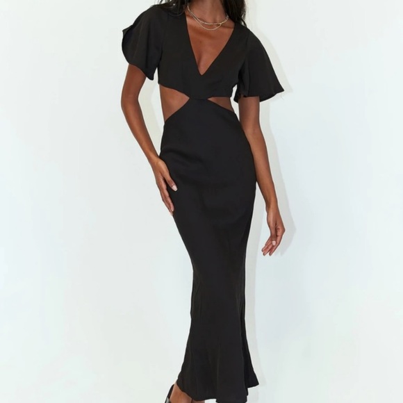 Princess Polly Dresses & Skirts - Princess Polly Mischa Maxi Cutout Dress In Black Size 6